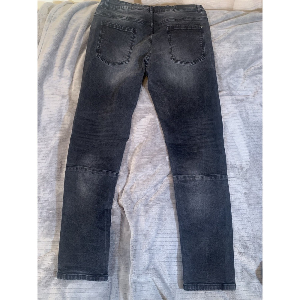 Hyper Denim Men's 38x33 Black Biker Stretch Denim Jeans Slimming - Picture 13 of 15